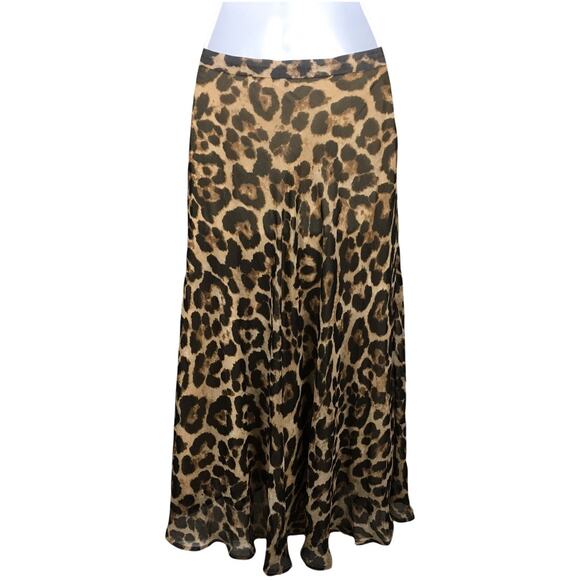 Tobi Modern Day Skirt Leopard Animal Print A-Line Midi Brown Black Women's Small - Picture 2 of 11